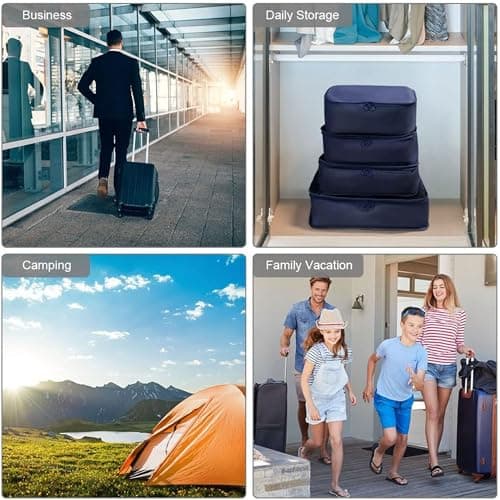 LANSKLBD 6/8 Set Packing Cubes for Suitcases Travel Luggage Packing Organizers,Travel Accessories Essentials Luggage Organizer with Shoe/Tioletry/Laundry Bag (Dark Blue, 6 set) — view 5