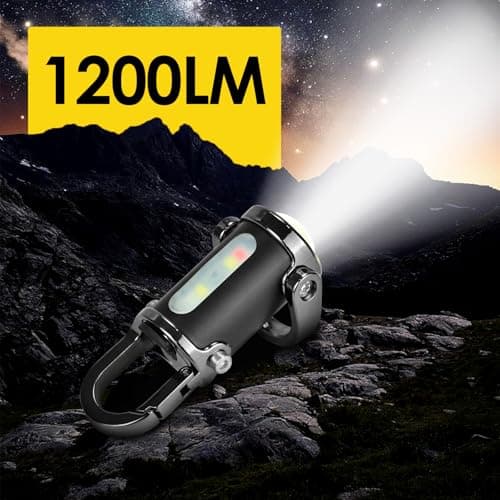 1200lm Super Bright Mini Keychain Flashlight Waterproof - Rechargeable LED Keychain Torch, Aluminum Alloy Version Keychain Flashlight, Compact & Portable Torch for Camping, Hiking, Emergency (Black) — view 3
