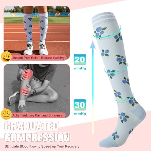 Zuimei 6 Pairs 20-30 mmhg Compression Socks for Women Men — view 2