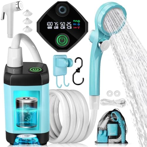 AUTOPkio Portable Camping Shower, Upgraded Rechargeable Outdoor Shower Pump