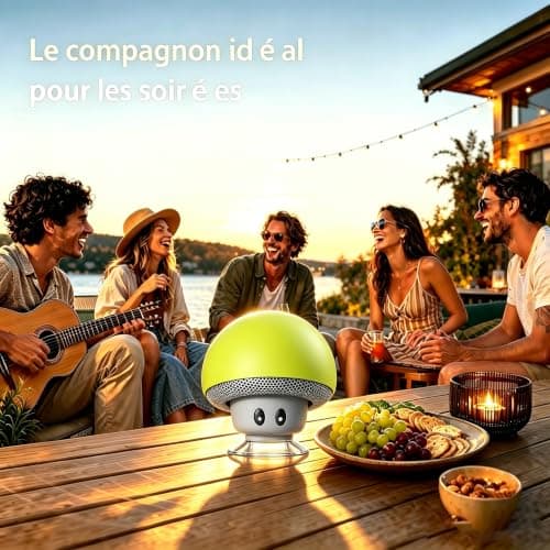 Longben Mini Mushroom Portable Bluetooth Speaker V5.0 Wireless Audio Device with Suction Cup & Built-in Microphone, Compatible with Smartphones, Laptops for Home & Outdoor Use-Yellow — view 3