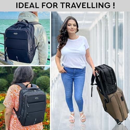 LifeStyleMall Laptop Backpack School Backpack Cabin bag 15.6" College Backpack USB Charging Headphone Port - Anti-Theft Breathable Padded Shoulder Strap Water Resistant Computer Rucksack Travel — view 3