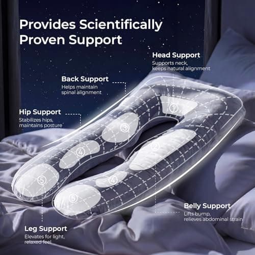 momcozy U Shaped Lite Pregnancy Pillow, Velvet Grey — view 3
