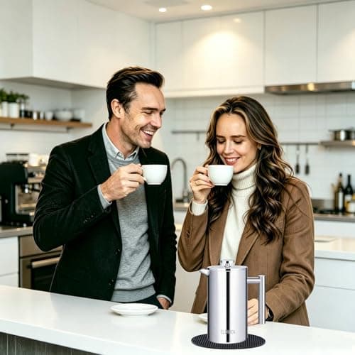 ELDWICK Cafetiere 1 Cup, 350ml French Press Coffee Maker with Color Silver — view 6