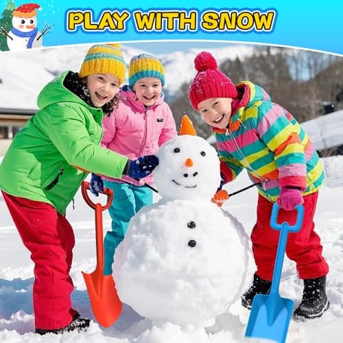 Jumbo Beach Shovels Spade Toys Set for Kids, 16" Long Sturdy Handle ABS Plastic Sand Scoop, 3 Pack Planting Summer Winter Gift for Mud Sand Snow Digging, Backyard Gardening Tool Accessories — view 6
