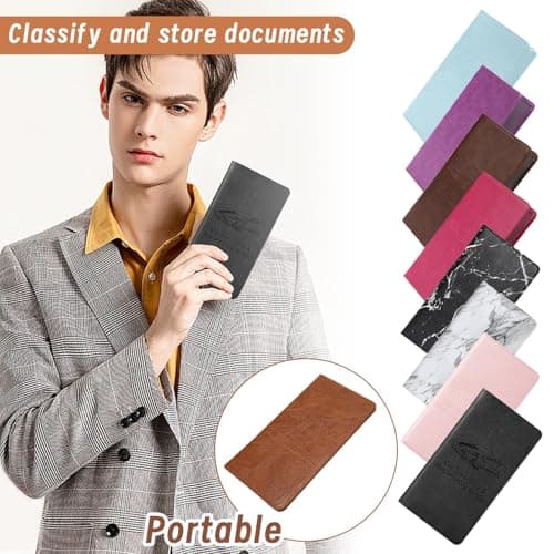 Car Document Holder Organiser, Leather Vehicle Insurance and Registration Holders Wallet Case Travel Card Holder for ID Card, Driving Licence, Key Contact Information Cards, Black — view 2