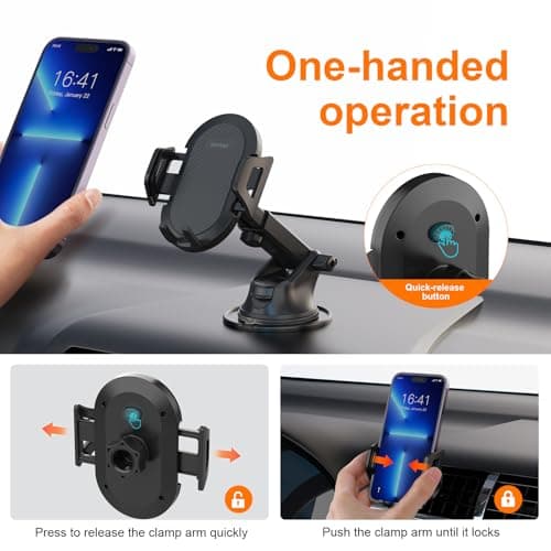 GRIFEMA Car Phone Holder with Suction Cup and Vent Clip — view 4