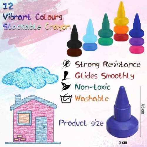 SRV Hub Minecraft Toddler Art Set – 12 Stackable Easy Grip Crayons + 2 Colouring Books (A4 & A5) with 16 Pages | Back To School Washable Crayons & Pencils | Creative Gift for Kids Boys Girls — view 4
