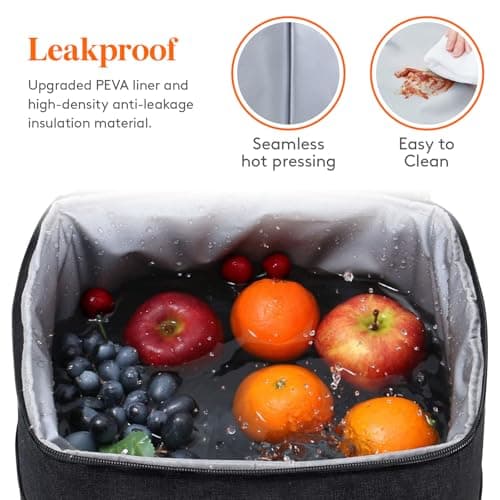 Lifewit 21L 30-Can Soft Cooler Backpack Bag with Hard Liner, Large Insulated Picnic Lunch Box Soft-Sided for Camping/BBQ/Family Outdoor Activities, Black — view 4
