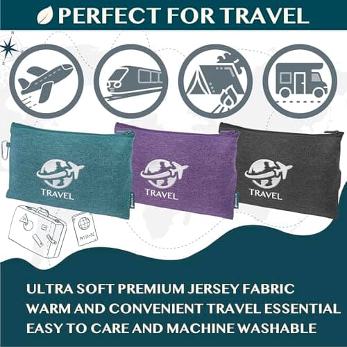 PAVILIA Travel Blanket Compact, Airplane Blanket Packable Bag, Soft Fleece Portable Throw Pillow Combo Set, Plane Flight Car Trips Travel Essentials Gift Accessories, Luggage Backpack Clip, Black — view 5