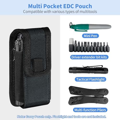 KENOBEE Multitool Sheath EDC Pouch, Utility Tactical Waist Pack, Black — view 2