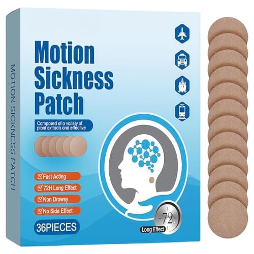 Motion Sickness Patches, 36 PCS Anti Nausea Patches for Travel, Sea Sickness Relief, Prevent Vomiting & Nausea