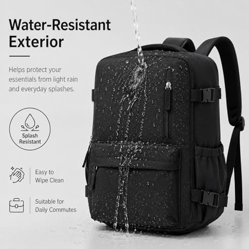 Treer Ryanair Cabin Bags 40x30x20cm Underseat Travel Backpack Cabin Bag Carry on Water Resistant Hand Luggage for Airplanes, Multiple Pockets Rucksack for Men and Women (Black,40x30x20cm) — view 4