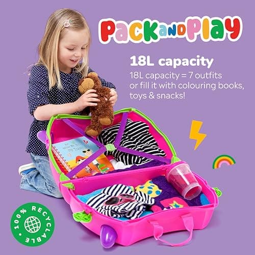 Trunki Children’s Ride-On Suitcase and Kid's Hand Luggage | Ideal 3 Year Old Girl Gift : Trixie (Pink) — view 3