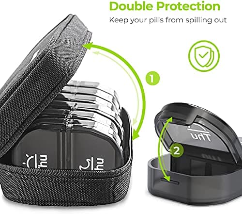 AUVON AM/PM Pill Organiser with a Zipper Canvas Bag for Dual Protection — view 4
