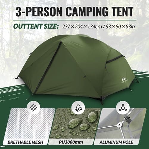 Forceatt Camping Tent,2-3 Man Tent for Outdoor PU3000mm Waterproof Tent Lightweight & Portable easy set up for Hiking Backping Eurohike — view 2