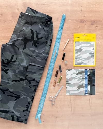 ZEFFFKA Camouflage Iron-On Patches Military Style Fabric Repair Kit Durable Adhesive 100% Cotton 5 Pieces Size 5” x 7” (13 cm x 18 cm) — view 6