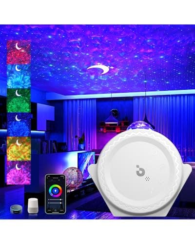 VOGHERB Galaxy Projector Night Light: 3 in 1 Star Lights Projector with Nebula Ocean Moon, 3D Starlight Sensory Lights with Voice/Timer Control,Compatible Alexa Google Assistant,for Bedroom Gifts
