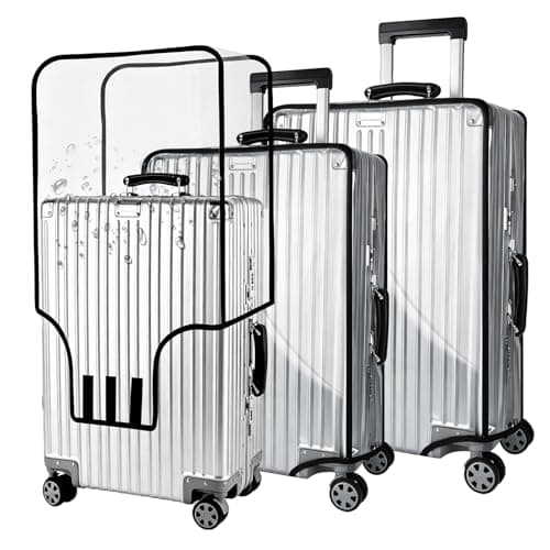 3 Pcs Clear PVC Suitcase Cover, 20/24/28 Inch Transparent Luggage Protector, Waterproof Dustproof Anti-Scratch Trolley Case Cover, Wear Resistant Reusable Luggage Accessories for Travel, Business