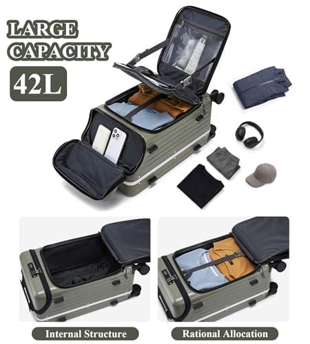 feilario Top Opening Business Carry On Luggage, Front Pocket, TSA Lock — view 6