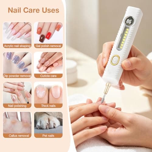 HOTUT Cordless Electric Nail Drill File, 23000RPM Professional Nail Drill Machine for Beginners, Portable Manicure Pedicure Set with 6 Drill Bits 20 Sanding Bands, E File for Acrylic & Gel Nails — view 4