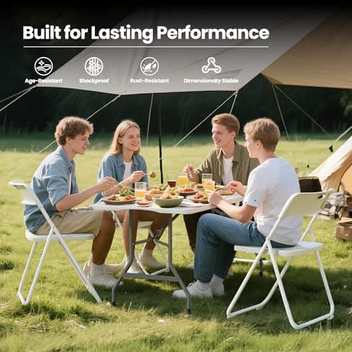 DOINUO 8FT Foldable Table Set with 10 Pack Plastic Folding Chairs, Heavy Duty 350 lbs Folding Table & Folding Chairs, Portable Foldable Furniture Bundle for Parties, Wedding, Events, Indoor & Outdoor — view 4