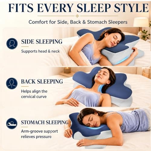 Hydomi Cervical Memory Foam Pillow for Neck and Shoulder Pain-Adjustable Orthopedic Pillow with Armrest Design-Bed Pillow with Cooling Washable Cover for Side, Back & Stomach Sleep — view 3