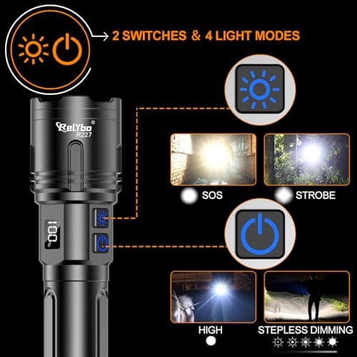 Relybo Torches LED Super Bright Rechargeable 1,000,000 Lumen - 30W XHM90.2 — view 4