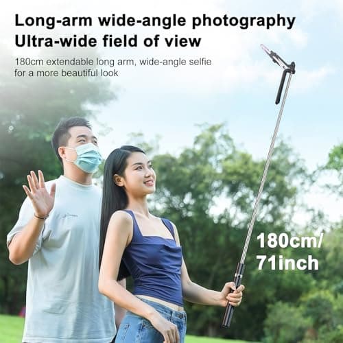 Selfie Stick Tripod with 2 Fill Light, Wireless Remote Control 360°Rotatable All-in-One Portable 180cm Extendable Cell Phone Tripod Stand, Selfie Stick for iPhone/Samsung/Smartphone/Camera — view 3