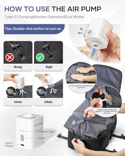 livbote Vacuum Backpack Travel Bag Vacuum Compression Backpack with Pump Ryanair 40x30x20 Carry on Cabin Bag Wizzair Waterproof Casual Daypack — view 3