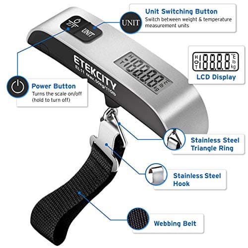 Etekcity EL11 Luggage Scale, Digital Portable Handheld Suitcase Weight for Travel with Rubber Paint & DURACELL 2032 Lithium Coin Batteries 3V (4 Pack) - Up to 70% Extra Life - Baby Secure Technology — view 4