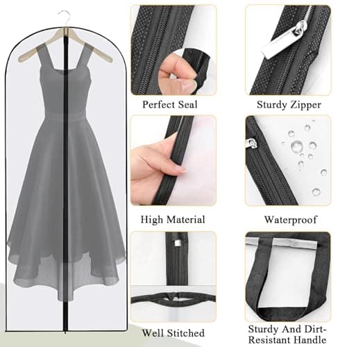 2-Pack Extra Long Garment Bags (180cm) | Clear View Hanging Covers for Wedding Dresses, Gowns & Coats | Dust & Water Resistant — view 3