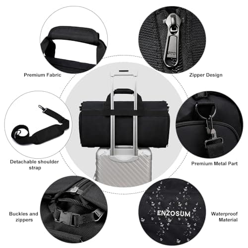 Travel Garment Bag Large Suit Bags for Men, Carry On Garment Duffle Bags for Travel with Shoes Compartment, Convertible Weekend Luggage Bags Hanging Suit Carriers for Men Women, Black — view 6