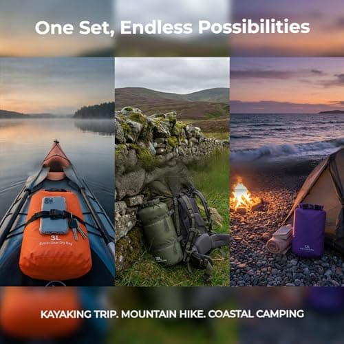 VLUNT Waterproof Dry Bag Set 3 Pcs Roll-Top Stormlight Dry Bags 3L,12L, 20L — view 3