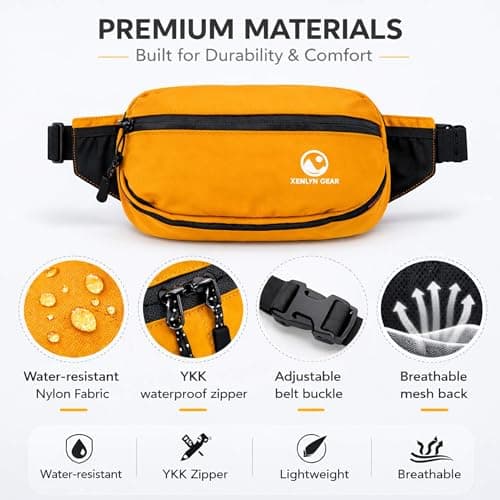 XENLYN GEAR Waterproof Bum Bag | Waist Fanny Pack & Running Belt for Men & Women | Adjustable Waist Bag with Zipper Pockets | Crossbody Bag for Travel, Hiking, Dog Walking, Festivals, Everyday Carry — view 4