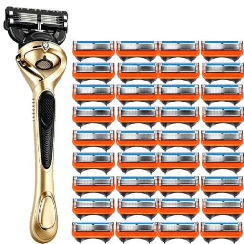 (8x 5-Blade Orange/Black Cartridges + 1x Plastic Pivot Razor + Shaving Cream + Case) — view 3