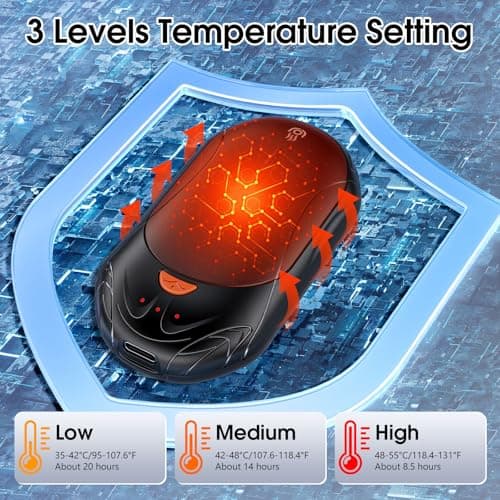 2-Pack Hand Warmer Rechargeable 6000mAh OUTJUT Portable Pocket Warmer 3 Heating Modes USB Electric Split Rechargeable Hand Warmer Suitable for Outdoor Sports, Camping, for Reno Patients — view 4
