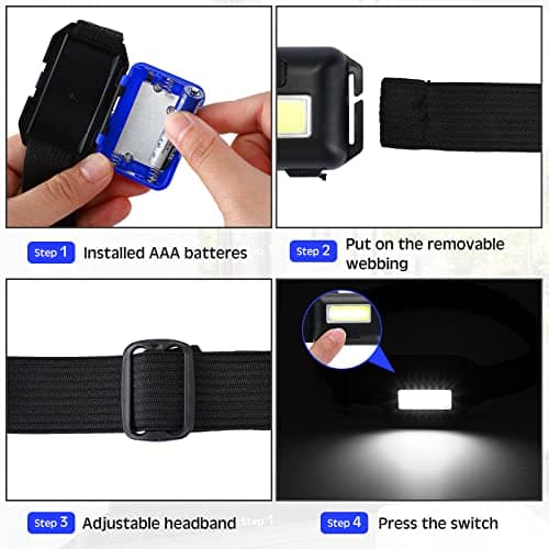 Macarrie 30 Pcs LED Headlamp Flashlight for Adults Outdoor Mardi Gras Flashlight Headlamps with Adjustable Headband Waterproof Head Lights with 3 Modes 90 AAA Batteries for Forehead Work Family Camp — view 4