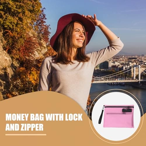 Money Bags with Lock and Zipper | Travel Lock Container | Reusable Zip Locks Travel Bags | Double Layer Portable Lockable Safe Storage for Personal Items, Anti-Theft Zip Password Lock Handbag — view 2
