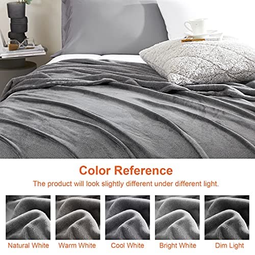 EHEYCIGA Single Fleece Throw Blanket for Sofa 130x165cm, Grey — view 6