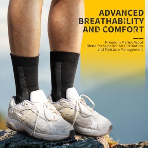 CAMBIVO Merino Wool Hiking Socks, Anti Blister Fit Walking Socks, 3 Pairs — view 4
