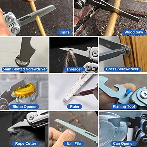 HONZIN Multitool Pliers 18-in-1 Stainless Steel Pocket Multi-Tool, Wire Cutters, Scissors, Screwdriver, Bottle and Can Openers, with Nylon Sheath, Camping, Outdoor, Repair — view 3