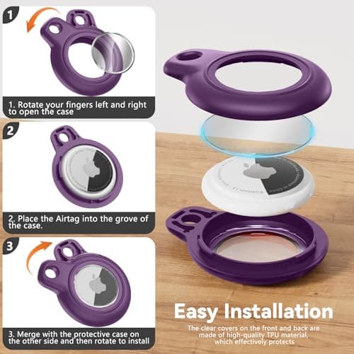 TNSNK for AirTag Holder Keyring, 1 Pack,Deep Purple — view 6