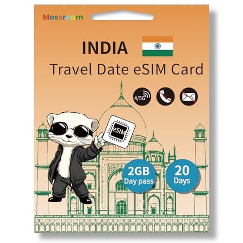 India Travel eSIM - 2GB 5G/4G LTE Data,20 Days - Instant Activation,No Roaming Fees - Prepaid Plan for Tourists & Business Travelers