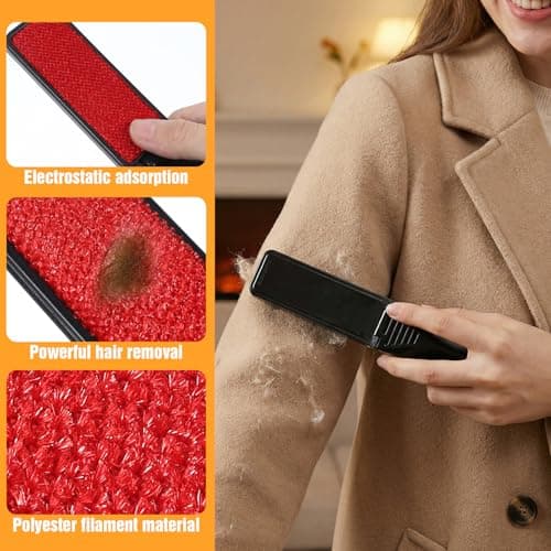 4 Pack Foldable Lint Brush for Clothes, Portable Travel Size Lint Remover Brush Reusable Mini Lint Remover Brushes Compact Lints Removal Tool for Sofa Clothes Pet Hair — view 4