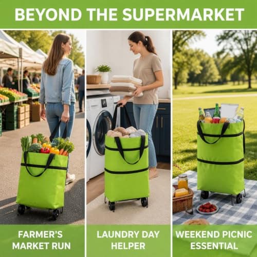 2 in 1 Foldable Shopping Cart with Wheels — view 5