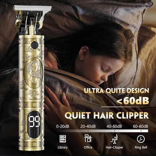 Beard Trimmer Hair Clippers Men,Cordless Rechargeable Hair Trimmer for Men,Premium Professional Barber Grooming Set with Zero Gapped T Blade Shaver & LCD Display Gift — view 5