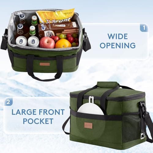 Lifewit Cooler Bag 30 Cans Collapsible and Insulated Large Lunch Bag Leakproof Soft Cooler Portable for Camping/BBQ/Family Outdoor Activities, Green — view 5