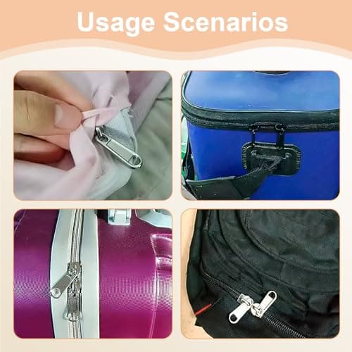 3#5#8#10# Zipper Repair Kit, 8 Pcs Zip Slider Replacement Zipper Head, Black & Silver Zip Repair Set, Zippers Replacement No Tools for Sleeping Bags Tents Coat Luggage Backpacks — view 4