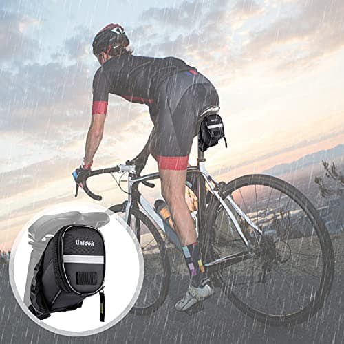 Waterproof Saddle Bag with Bike Repair Tool Kits – Bicycle Storage Bag，Multi Tool Puncture Repair Kits Includes Tyre Spoons, Glueless Tyre Pads and Bicycle Valve Adapter(Saddle Bag with Multi Tools) — view 2